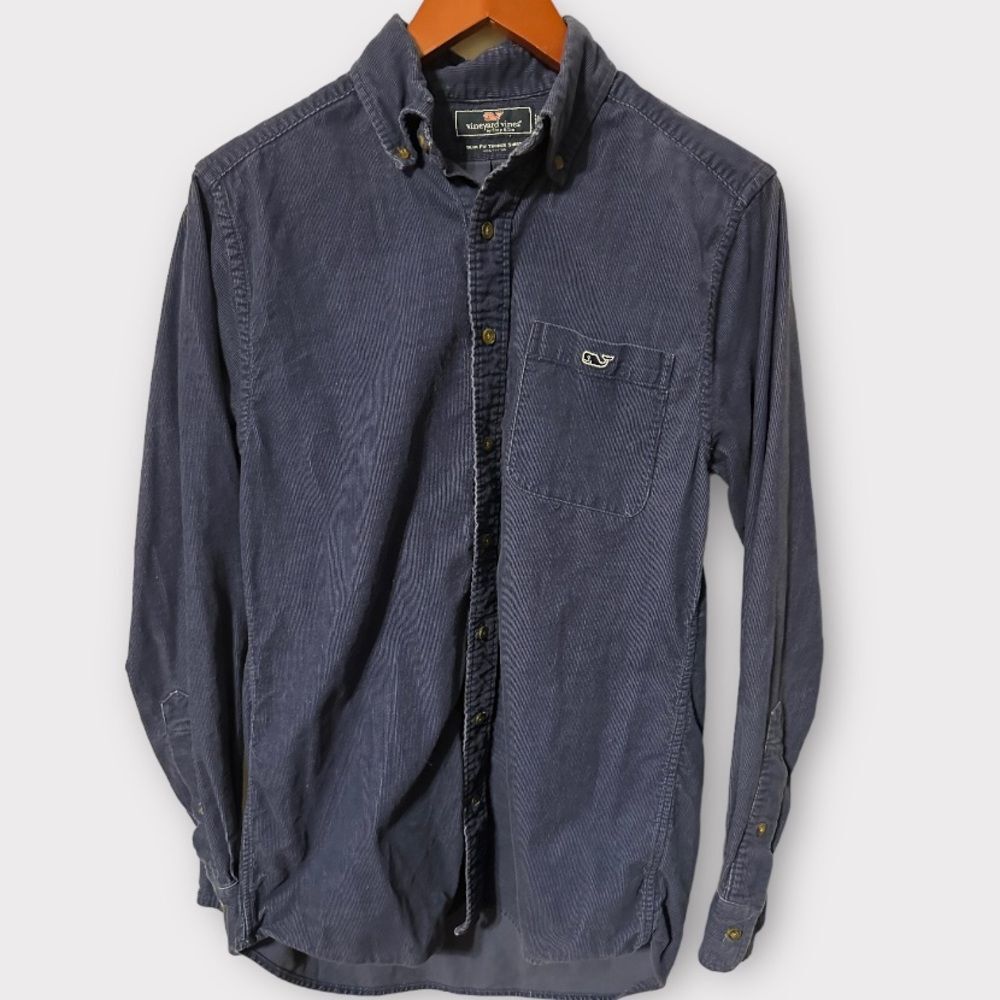 Vineyard Vines Tucker Shirt Navy Corduroy Button Down Slim Fit Men's S